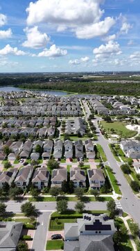 Rows and rows of newer homes in the Lake Nona area of Orlando in Orange County, Florida.