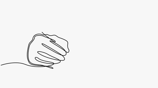 Minimalist Continuous Line Drawing of a Human Hand Writing with a Pencil on Paper
