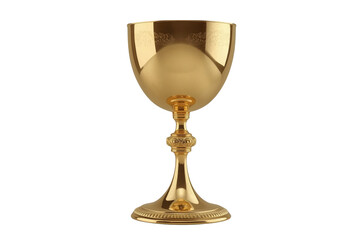 Fototapeta premium Wide golden ceremonial cup with ornate base isolated on transparent background