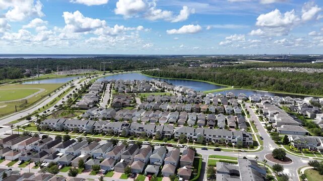 Homes in a new residential area of Lake Nona in Orlando in Orange County, Florida.