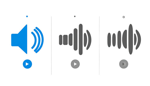 Three sound icons show an increase in audio volume level