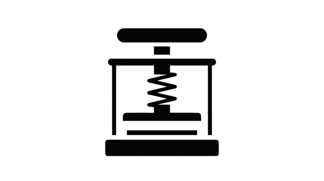 Vector illustration of compression press icon with spring mechanism, on a transparent background