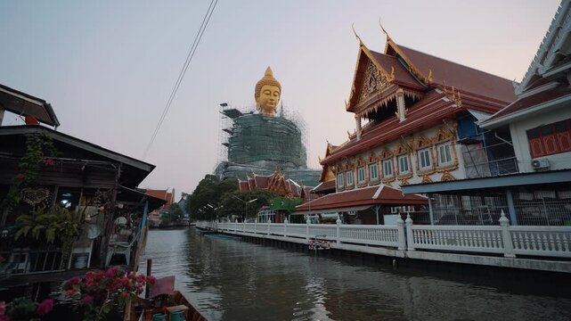Thailand temple Wat Paknam Phasi Charoen famous landmark and popular travel destination Bangkok, Thailand