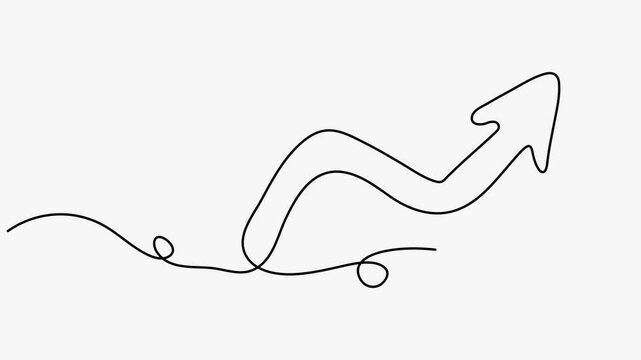 Continuous One Line Drawing Animation Of Growing Arrow Graph Isolated On White Background Business Concept