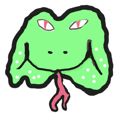 Smiling Green Snake Head with Forked Tongue Isolated on Transparent Background