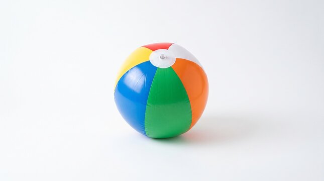 Colorful inflatable beach ball isolated on a clean white background for summer fun