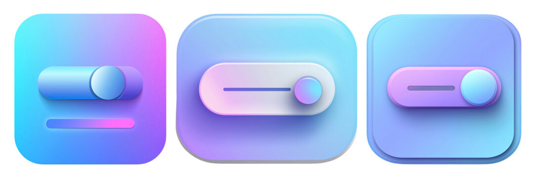 3d Gradient UI Toggle Switches in Various Styles