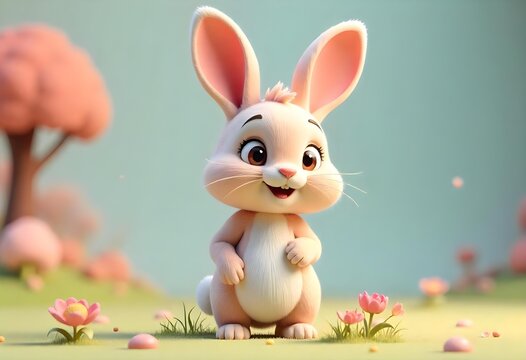 Illustration de lapin de dessin anim&eacute; dessin&eacute;e &agrave; la main, style gribouillage, &agrave; colorier pour enfants