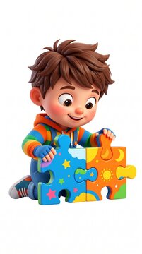 Cute preschool boy playing with colorful building blocks. Happy child constructing toy shapes and learning through educational playtime activities.