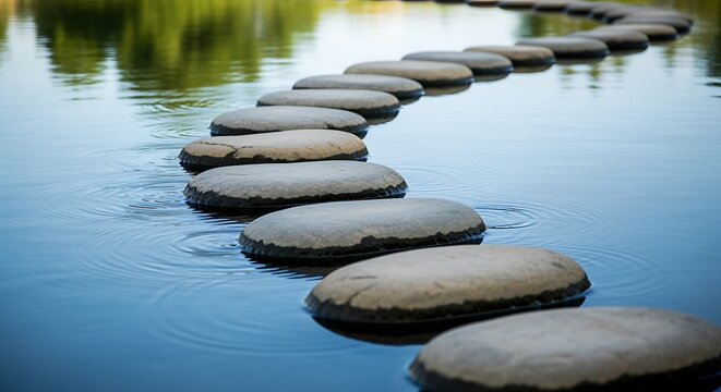 Stepping Stones Creating a Peaceful Path over Serene Water