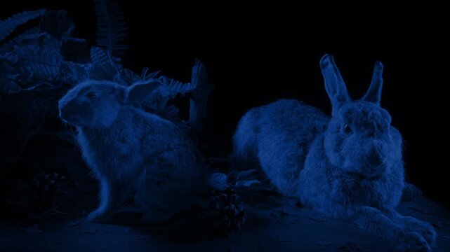 Rabbits Natural History Display In Closed Museum

