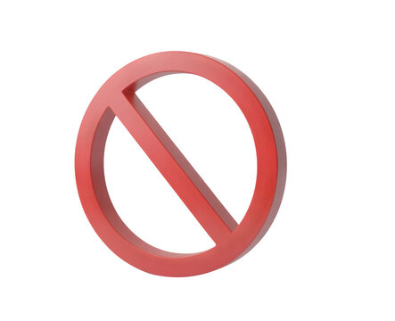 3d render of a red prohibition sign isolated on transparent background