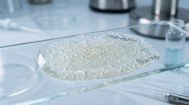 Probiotic Skincare Gel Sample in Laboratory Style Composition