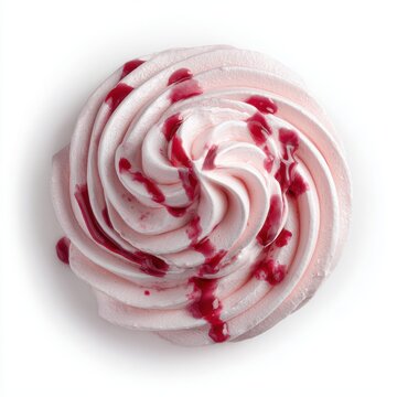 Victorian dessert inspired by raspberry meringue isolated on a white background