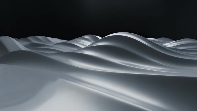 Abstract metallic waves against a dark background