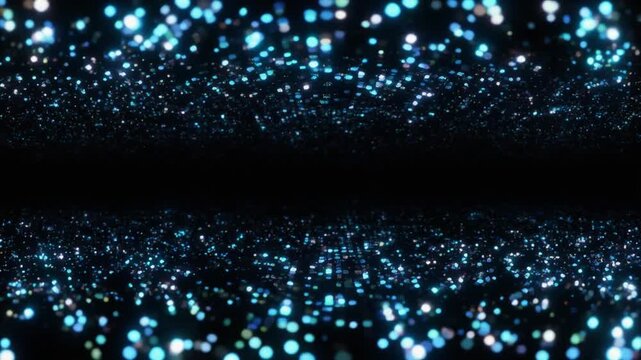 青く輝く宇宙空間に広がる無数の星と銀河の幻想的な光の背景