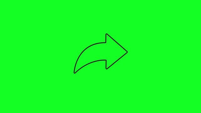 Neon Glowing Share Arrow Icon Animation on Green Screen