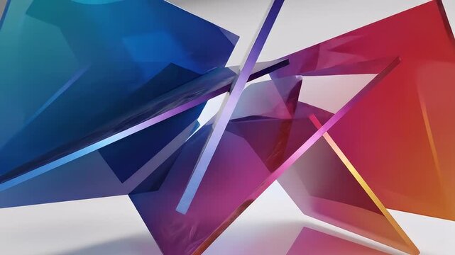Abstract sculpture of geometric acrylic shapes in gradient colors