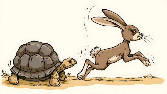 A timeless fable showcasing the turtle's perseverance against the hare's speed