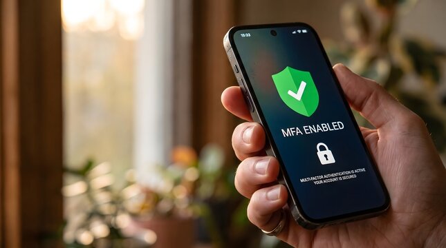 Smartphone showing multi factor authentication enabled status
