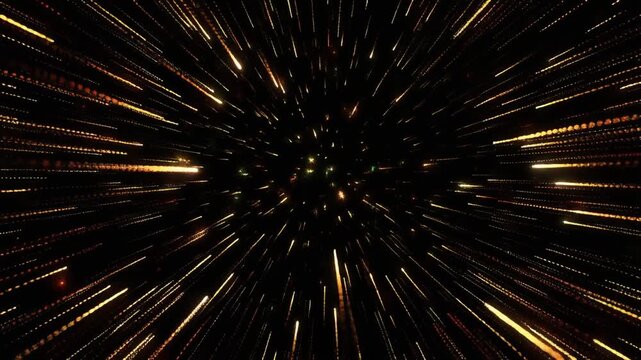 ゴールドの輝く宇宙空間に広がる無数の星と銀河の幻想的な光の背景

