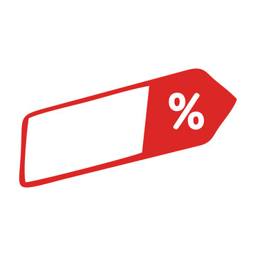 Red Discount Coupon Badge Icon with Percentage Symbol for Retail Sale and Promotional Offers