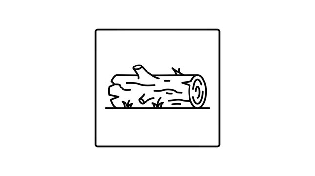 log on ground, black and white, line art