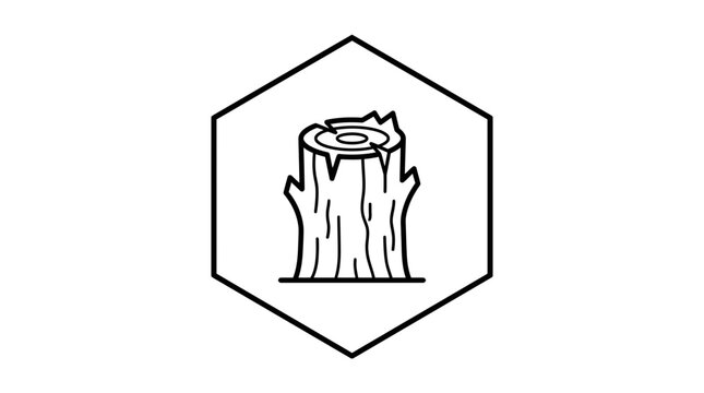 Tree Stump Icon Vector Illustration, Wood Log Emblem, Natural Element Symbol