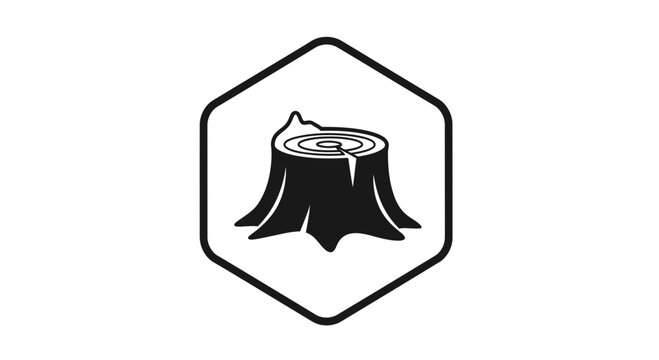 tree stump icon, hexagon logo