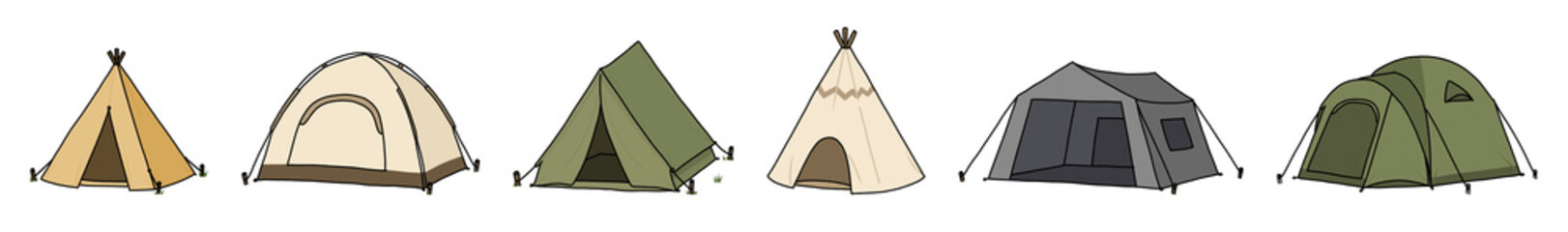 Camping Tent Collection Illustration © Yinseon
