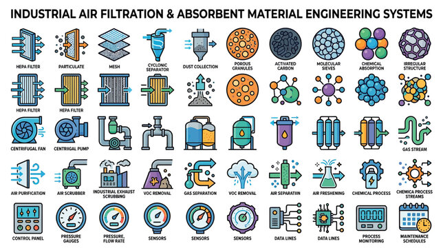 Industrial Air Filtration and Absorbent Material Systems Icons