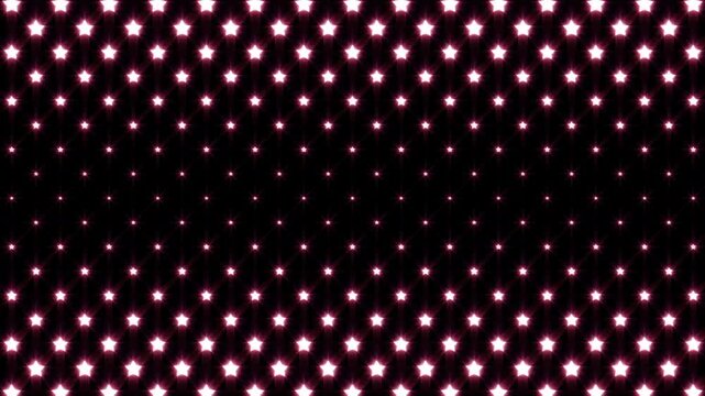 Aesthetic Rose Pink Stars Flaring on Black Background, Seamless Loop