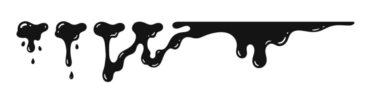 Hand Drawn Black Liquid Dripping Transition Frame by Frame Vector Animation Sequence for 2026 Design