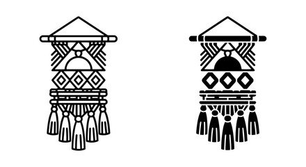 Fototapeta premium Bohemian Macrame Wall Hanging Vector Art, Ethnic Textile Decor, Tribal Geometric Pattern, Boho Chic Ornament