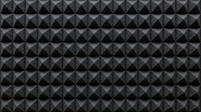 Seamless Texture Pattern of Black Pyramid Acoustic Foam Soundproofing Panels