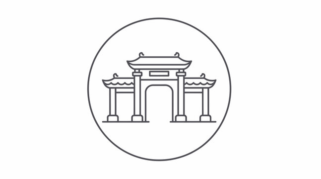 asian gate icon, chinese archway logo