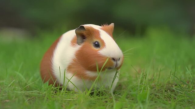 草の上のモルモット シームレスループ動画背景 16:9 4K