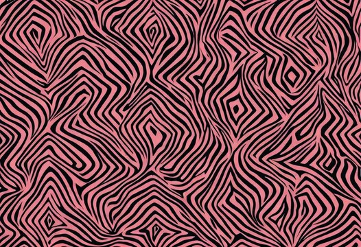 Abstract Pink and Black Zebra Stripe Pattern Seamless Background Texture