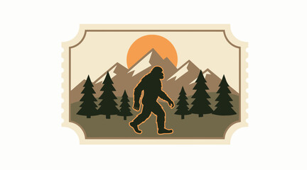 Fototapeta premium bigfoot in mountains, sunset