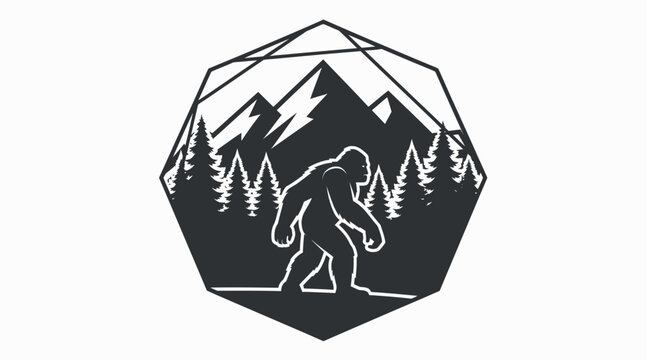 bigfoot in mountains, sasquatch logo