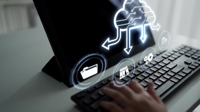 Cloud computing, cloud strategy, and cloud technology transforming digital infrastructure with scalable services, secure data storage, and cloud-based digital business solutions. Muxer