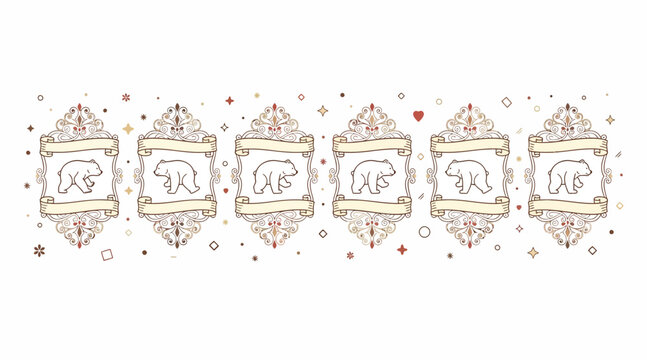 bear illustrations with ornate frames and decorative elements
