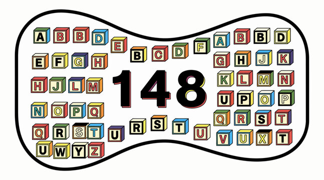 alphabet blocks with number 148