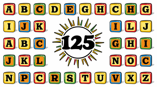 alphabet, 125, colorful blocks