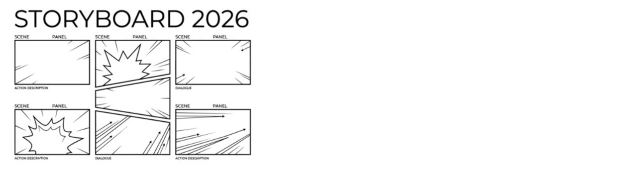 Professional Vertical Storyboard Template for Film and Comic Production Planning Layout Year 2026