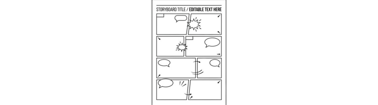 Professional Vertical Storyboard Layout with Comic Panels and Speech Bubbles for 2026 Creative Projects