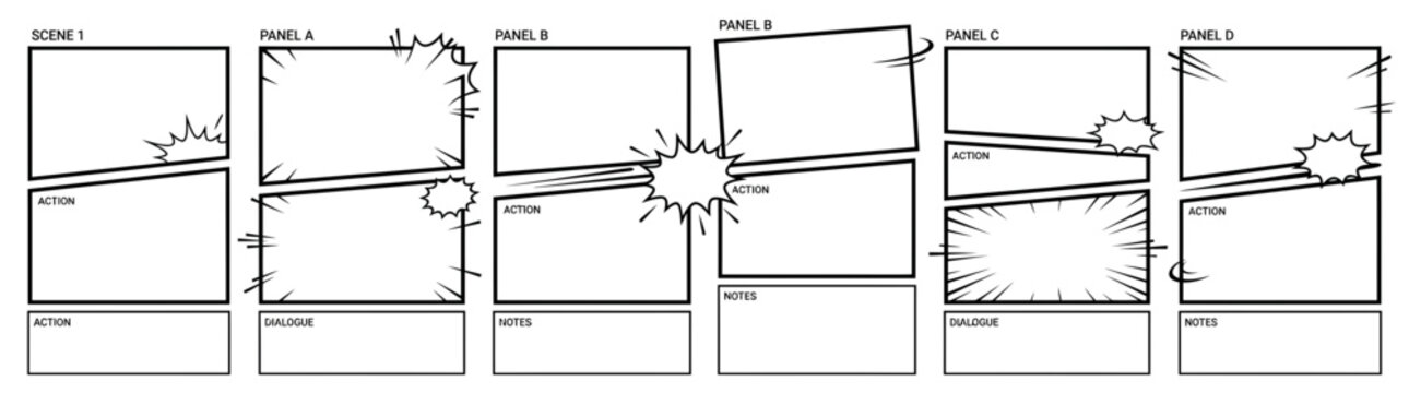 Professional Vertical Storyboard Layout Template 2026 for Comic Book Manga and Film Pre-production