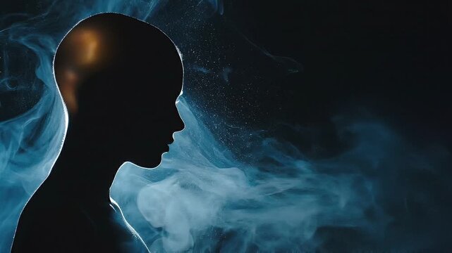 The Glowing Core: Artificial Consciousness & Neural Energy Concept in Dark Silhouette for AI & MedTech B2B Explainer