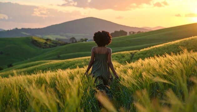 Sleeveless Dress Walking Through Sunset