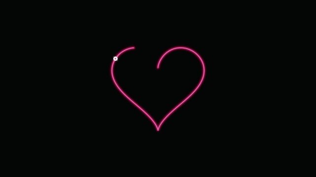 Parametric Wireframe Neon Heart Geometric Loop